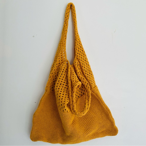 NWOT Mustard Yellow Somerset Knit Woven Tote Bag - Picture 9 of 9